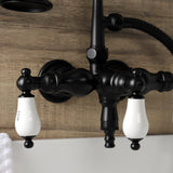 Aqua Vintage Three-Handle 2-Hole Tub Wall Mount Clawfoot Tub Faucet with Hand Shower
