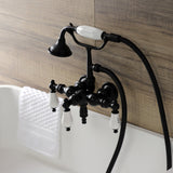 Aqua Vintage Three-Handle 2-Hole Tub Wall Mount Clawfoot Tub Faucet with Hand Shower