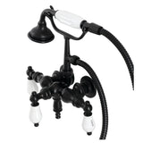 Aqua Vintage Three-Handle 2-Hole Tub Wall Mount Clawfoot Tub Faucet with Hand Shower