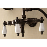 Aqua Vintage Three-Handle 2-Hole Tub Wall Mount Clawfoot Tub Faucet with Hand Shower