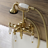 Aqua Vintage Three-Handle 2-Hole Tub Wall Mount Clawfoot Tub Faucet with Hand Shower