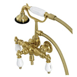 Aqua Vintage Three-Handle 2-Hole Tub Wall Mount Clawfoot Tub Faucet with Hand Shower