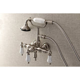 Aqua Vintage Three-Handle 2-Hole Tub Wall Mount Clawfoot Tub Faucet with Hand Shower