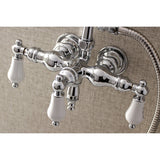 Aqua Vintage Three-Handle 2-Hole Tub Wall Mount Clawfoot Tub Faucet with Hand Shower