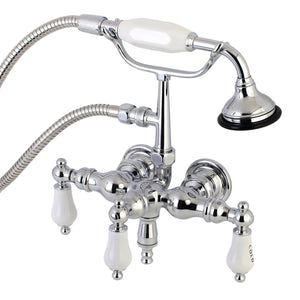 Aqua Vintage Three-Handle 2-Hole Tub Wall Mount Clawfoot Tub Faucet with Hand Shower