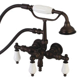 Aqua Vintage Three-Handle 2-Hole Tub Wall Mount Clawfoot Tub Faucet with Hand Shower