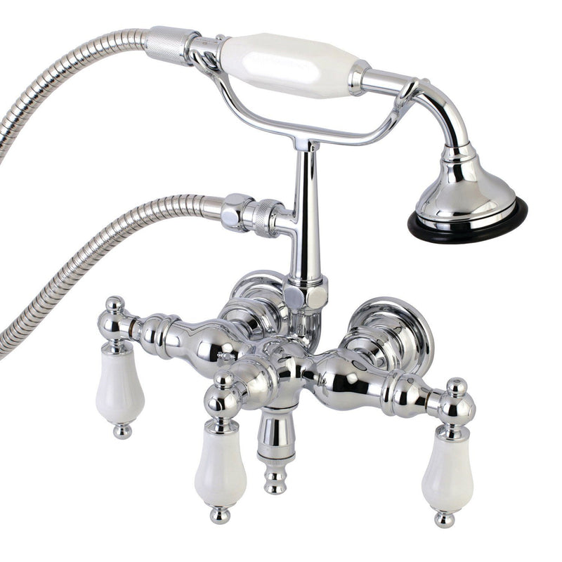 Aqua Vintage Three-Handle 2-Hole Tub Wall Mount Clawfoot Tub Faucet with Hand Shower