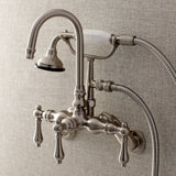 Aqua Vintage Three-Handle 2-Hole Tub Wall Mount Clawfoot Tub Faucet with Hand Shower