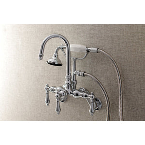 Aqua Vintage Three-Handle 2-Hole Tub Wall Mount Clawfoot Tub Faucet with Hand Shower