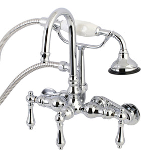 Aqua Vintage Three-Handle 2-Hole Tub Wall Mount Clawfoot Tub Faucet with Hand Shower