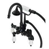 Aqua Vintage Three-Handle 2-Hole Tub Wall Mount Clawfoot Tub Faucet with Hand Shower