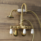 Aqua Vintage Three-Handle 2-Hole Tub Wall Mount Clawfoot Tub Faucet with Hand Shower