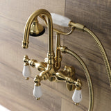 Aqua Vintage Three-Handle 2-Hole Tub Wall Mount Clawfoot Tub Faucet with Hand Shower