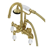 Aqua Vintage Three-Handle 2-Hole Tub Wall Mount Clawfoot Tub Faucet with Hand Shower