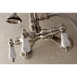 Aqua Vintage Three-Handle 2-Hole Tub Wall Mount Clawfoot Tub Faucet with Hand Shower