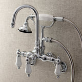 Aqua Vintage Three-Handle 2-Hole Tub Wall Mount Clawfoot Tub Faucet with Hand Shower