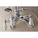 Aqua Vintage Three-Handle 2-Hole Tub Wall Mount Clawfoot Tub Faucet with Hand Shower