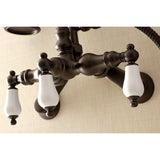 Aqua Vintage Three-Handle 2-Hole Tub Wall Mount Clawfoot Tub Faucet with Hand Shower