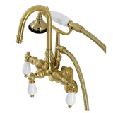 Aqua Vintage Three-Handle 2-Hole Tub Wall Mount Clawfoot Tub Faucet with Hand Shower