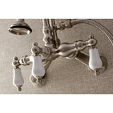 Aqua Vintage Three-Handle 2-Hole Tub Wall Mount Clawfoot Tub Faucet with Hand Shower