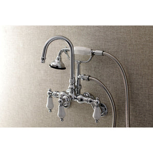 Aqua Vintage Three-Handle 2-Hole Tub Wall Mount Clawfoot Tub Faucet with Hand Shower