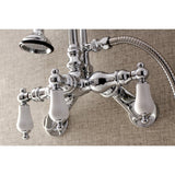Aqua Vintage Three-Handle 2-Hole Tub Wall Mount Clawfoot Tub Faucet with Hand Shower