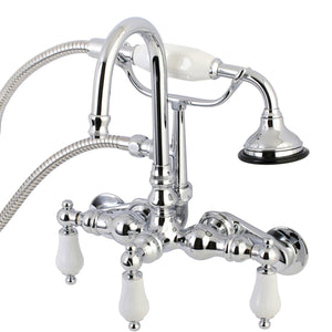 Aqua Vintage Three-Handle 2-Hole Tub Wall Mount Clawfoot Tub Faucet with Hand Shower