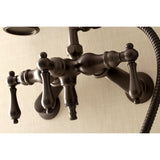 Vintage Three-Handle 2-Hole Tub Wall Mount Clawfoot Tub Faucet with Hand Shower