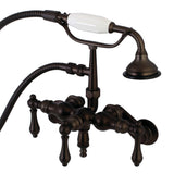 Vintage Three-Handle 2-Hole Tub Wall Mount Clawfoot Tub Faucet with Hand Shower
