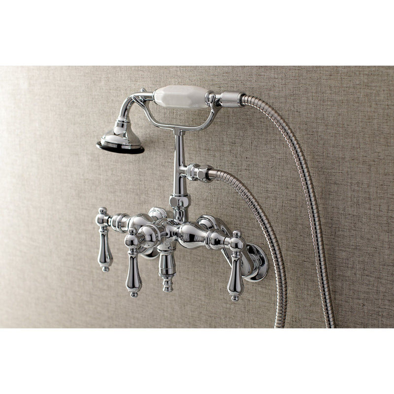 Vintage Three-Handle 2-Hole Tub Wall Mount Clawfoot Tub Faucet with Hand Shower