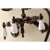 Vintage Three-Handle 2-Hole Tub Wall Mount Clawfoot Tub Faucet with Hand Shower