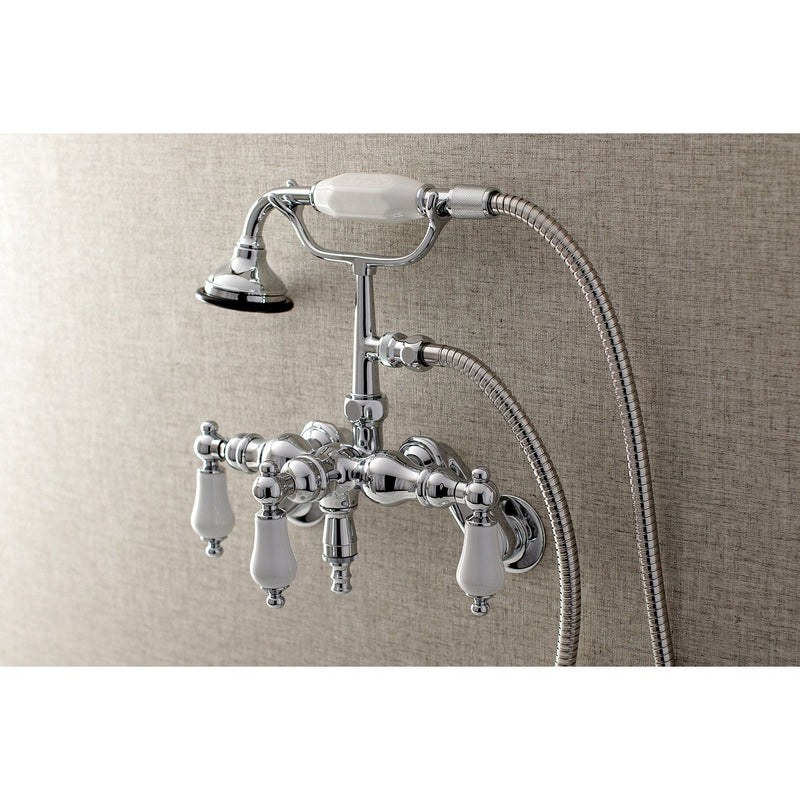 Vintage Three-Handle 2-Hole Tub Wall Mount Clawfoot Tub Faucet with Hand Shower