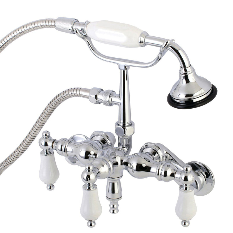 Vintage Three-Handle 2-Hole Tub Wall Mount Clawfoot Tub Faucet with Hand Shower