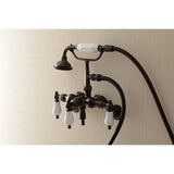 Vintage Three-Handle 2-Hole Tub Wall Mount Clawfoot Tub Faucet with Hand Shower