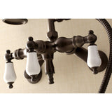 Vintage Three-Handle 2-Hole Tub Wall Mount Clawfoot Tub Faucet with Hand Shower