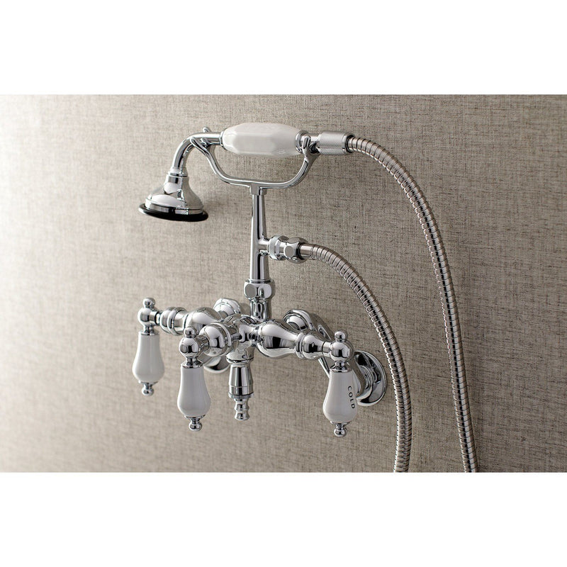 Vintage Three-Handle 2-Hole Tub Wall Mount Clawfoot Tub Faucet with Hand Shower