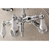 Vintage Three-Handle 2-Hole Tub Wall Mount Clawfoot Tub Faucet with Hand Shower