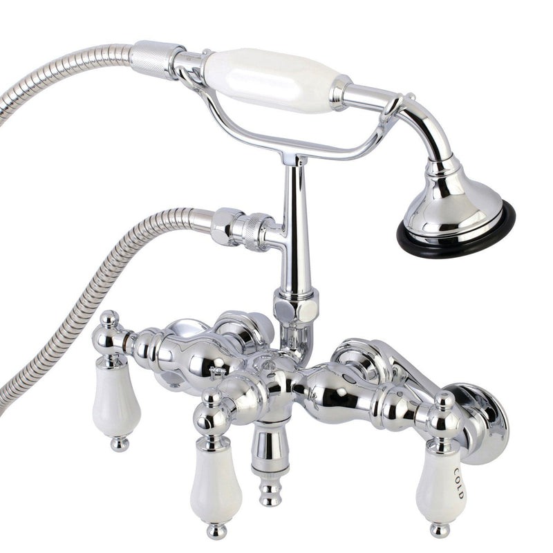Vintage Three-Handle 2-Hole Tub Wall Mount Clawfoot Tub Faucet with Hand Shower