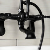 Aqua Vintage Three-Handle 2-Hole Tub Wall Mount Clawfoot Tub Faucet with Hand Shower
