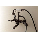 Aqua Vintage Three-Handle 2-Hole Tub Wall Mount Clawfoot Tub Faucet with Hand Shower