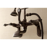 Aqua Vintage Three-Handle 2-Hole Tub Wall Mount Clawfoot Tub Faucet with Hand Shower