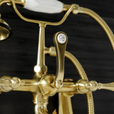 Aqua Vintage Three-Handle 2-Hole Tub Wall Mount Clawfoot Tub Faucet with Hand Shower