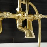 Aqua Vintage Three-Handle 2-Hole Tub Wall Mount Clawfoot Tub Faucet with Hand Shower