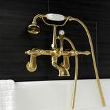 Aqua Vintage Three-Handle 2-Hole Tub Wall Mount Clawfoot Tub Faucet with Hand Shower