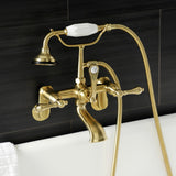 Aqua Vintage Three-Handle 2-Hole Tub Wall Mount Clawfoot Tub Faucet with Hand Shower
