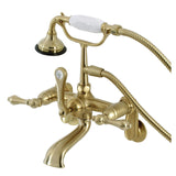 Aqua Vintage Three-Handle 2-Hole Tub Wall Mount Clawfoot Tub Faucet with Hand Shower