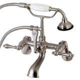 Aqua Vintage Three-Handle 2-Hole Tub Wall Mount Clawfoot Tub Faucet with Hand Shower