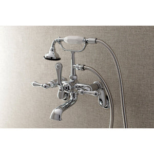 Aqua Vintage Three-Handle 2-Hole Tub Wall Mount Clawfoot Tub Faucet with Hand Shower