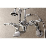 Aqua Vintage Three-Handle 2-Hole Tub Wall Mount Clawfoot Tub Faucet with Hand Shower