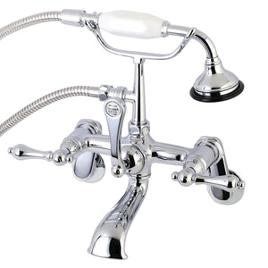 Aqua Vintage Three-Handle 2-Hole Tub Wall Mount Clawfoot Tub Faucet with Hand Shower